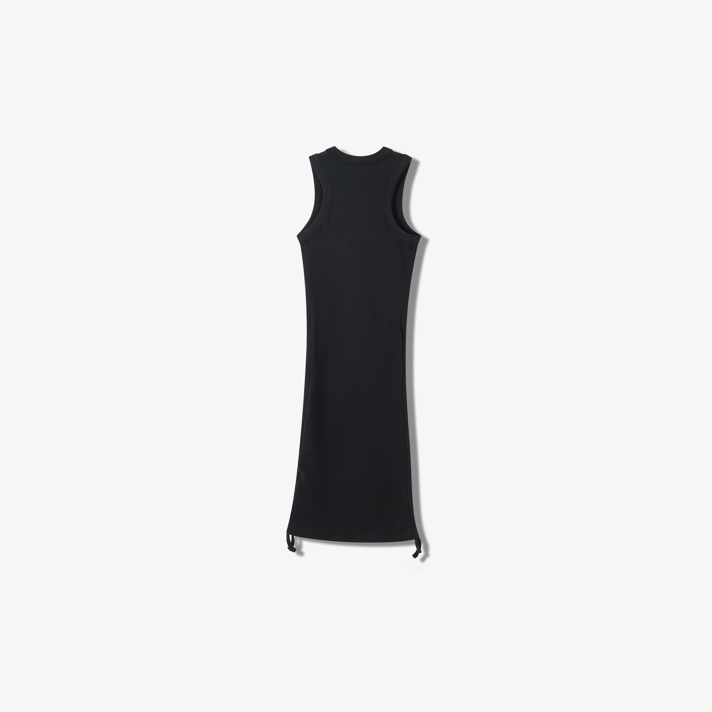 ESSENTIAL COTTON RIBBED RUCHED DRESS - SLEEVELESS