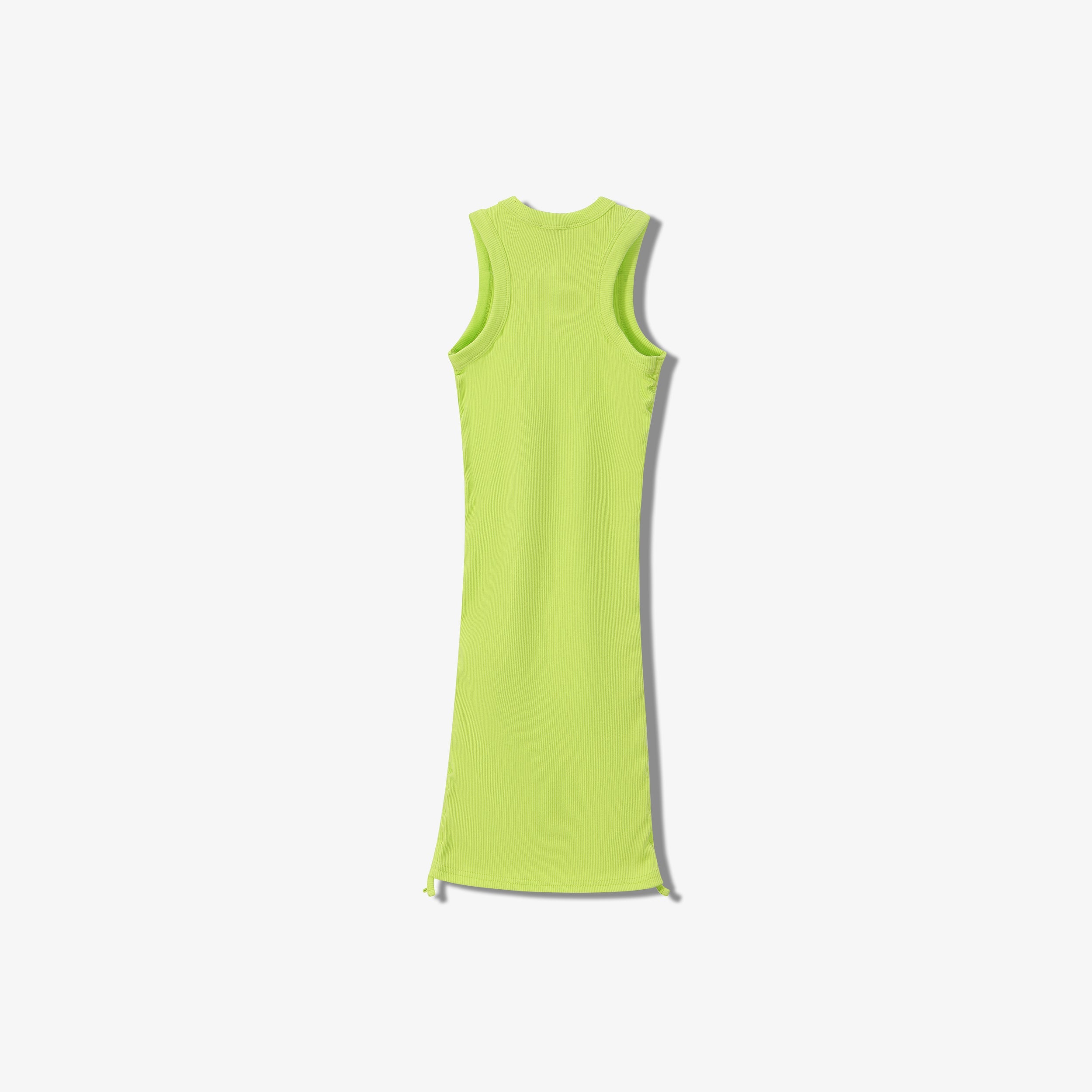 ESSENTIAL COTTON RIBBED RUCHED DRESS - SLEEVELESS