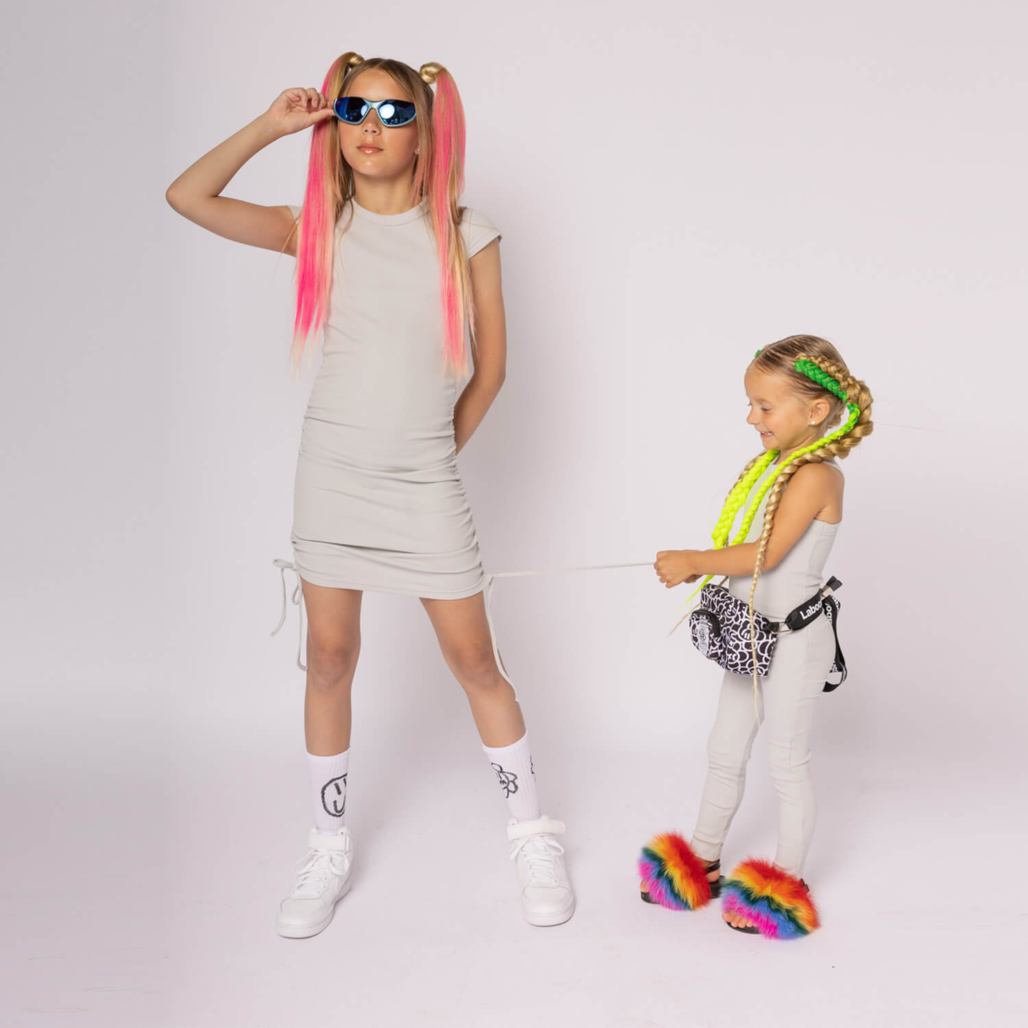 ESSENTIAL COTTON RIBBED SHORT SLEEVE RUCHED DRESS