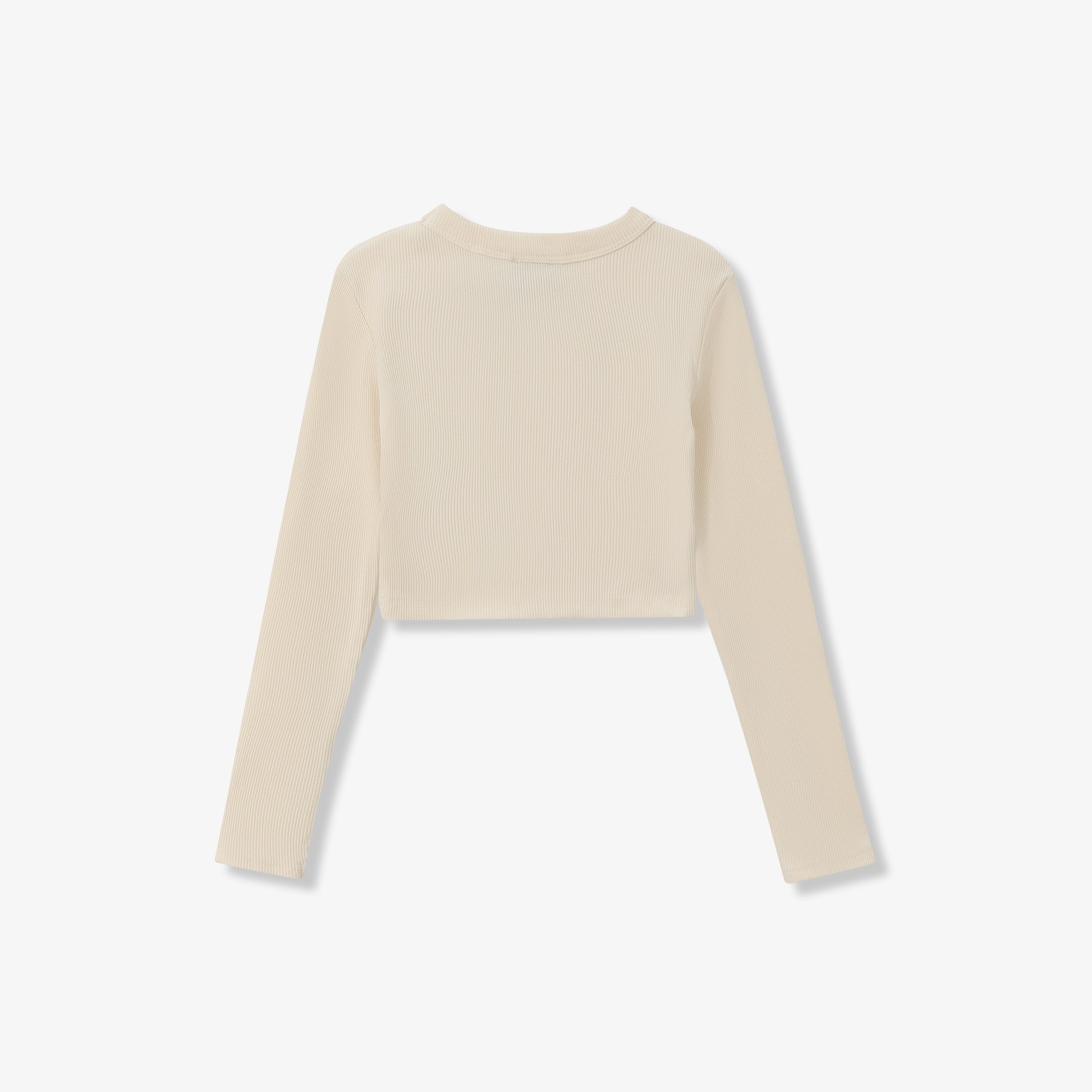 ESSENTIAL COTTON RIBBED CROP TOP - LONG SLEEVE