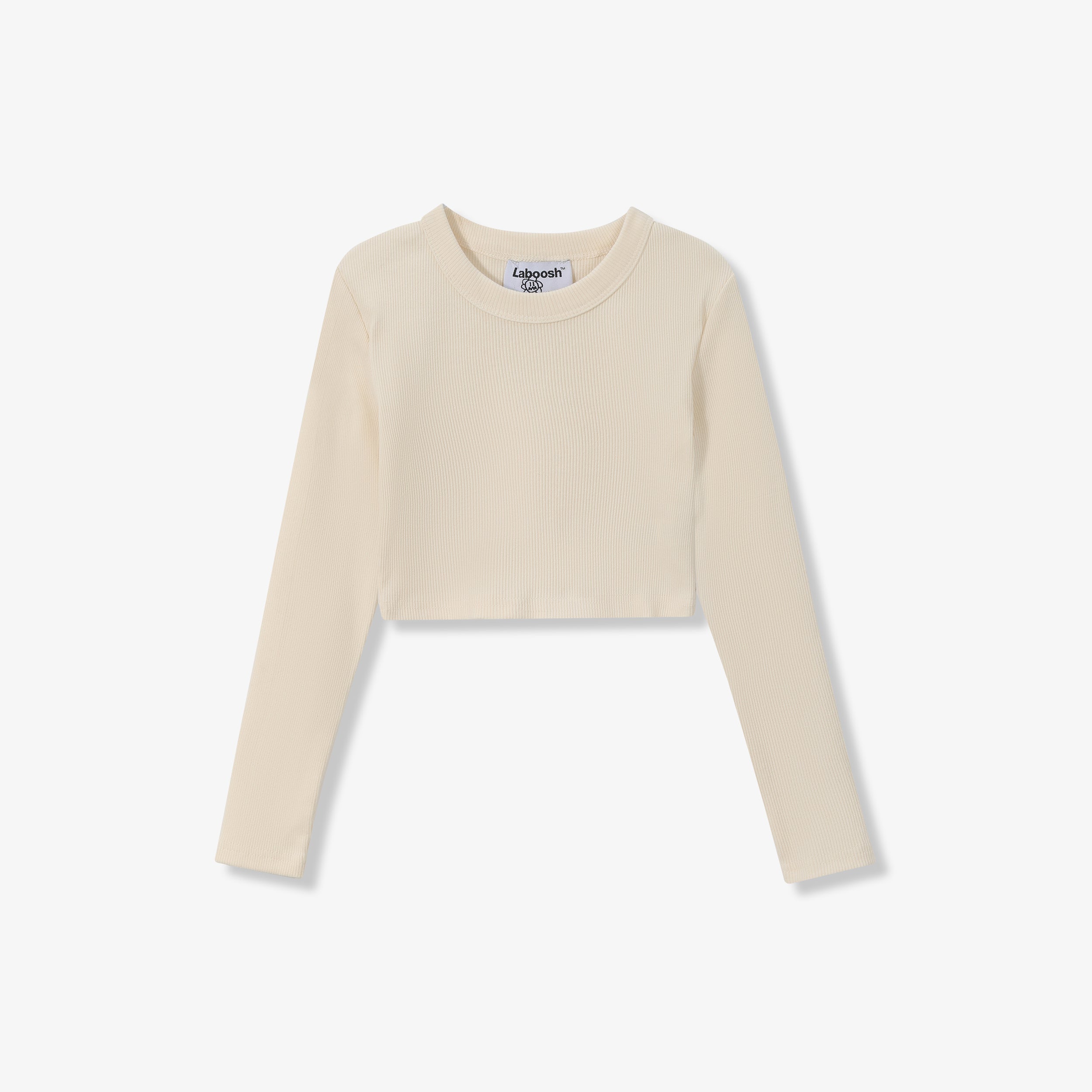 ESSENTIAL COTTON RIBBED CROP TOP - LONG SLEEVE