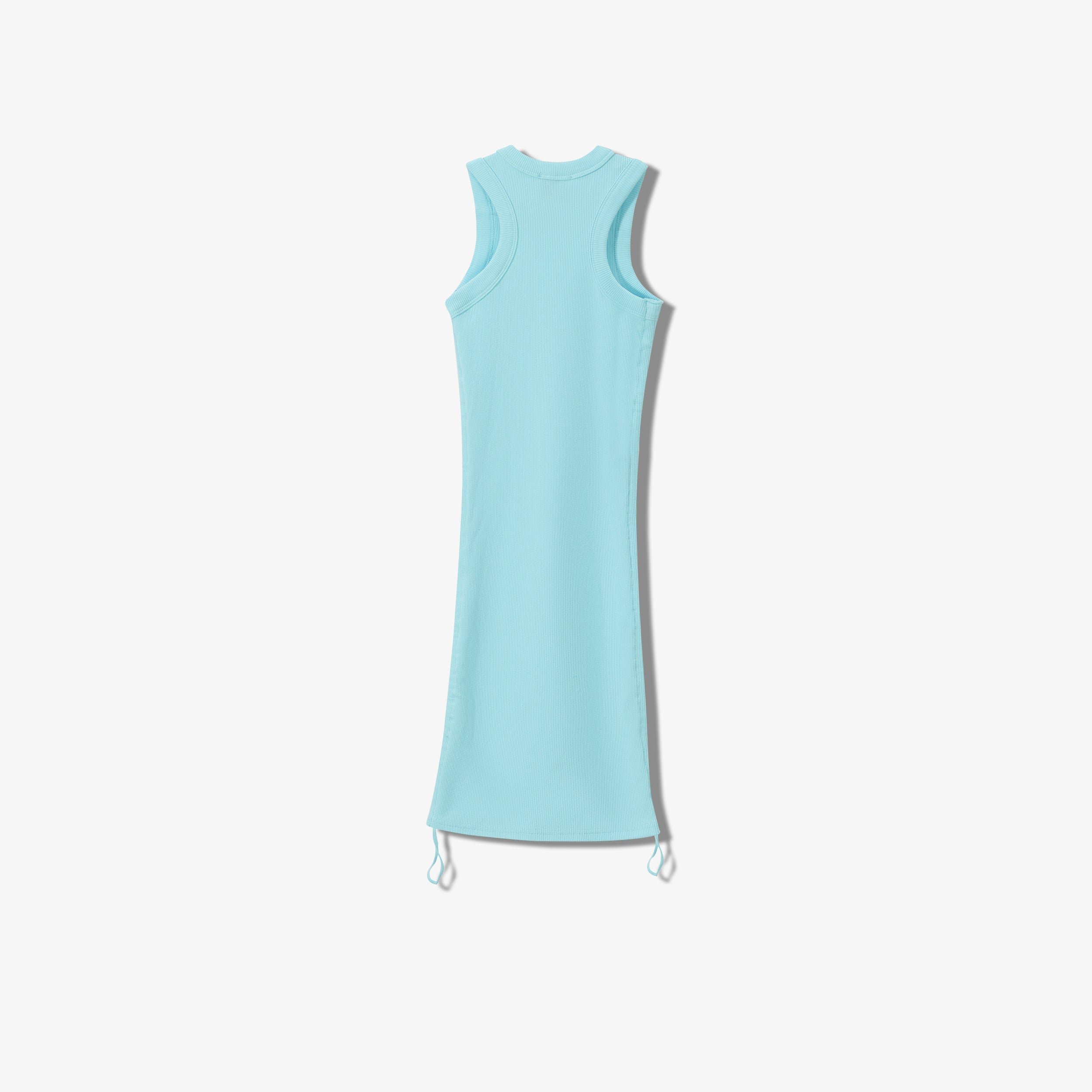 ESSENTIAL COTTON RIBBED RUCHED DRESS -  SLEEVELESS