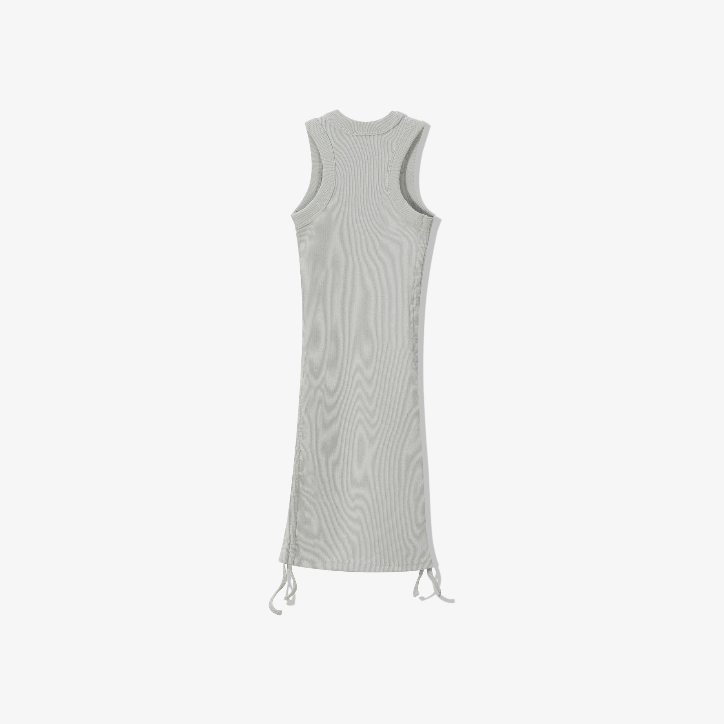 ESSENTIAL COTTON RIBBED RUCHED DRESS -  SLEEVELESS