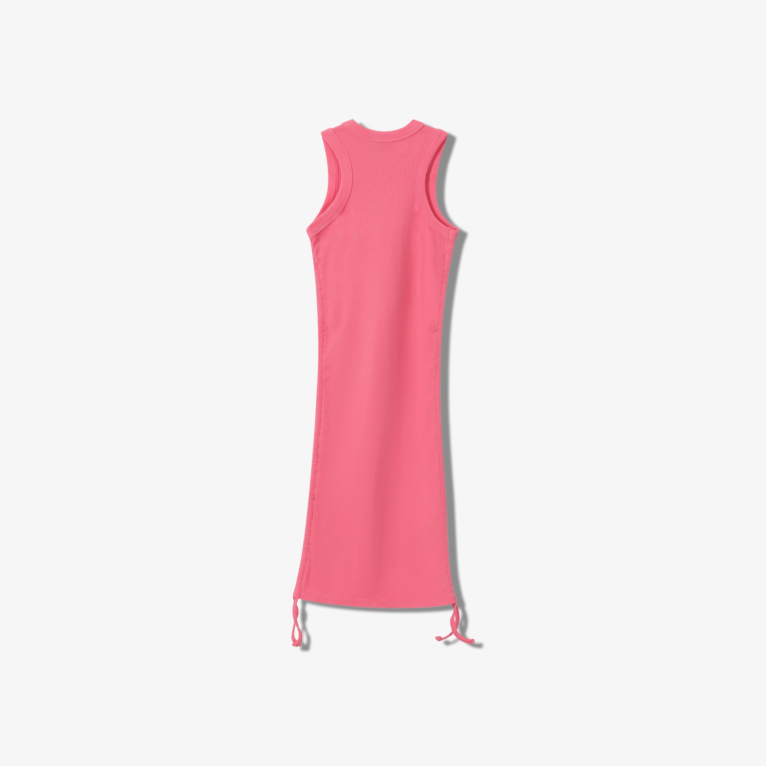 ESSENTIAL COTTON RIBBED RUCHED DRESS -  SLEEVELESS