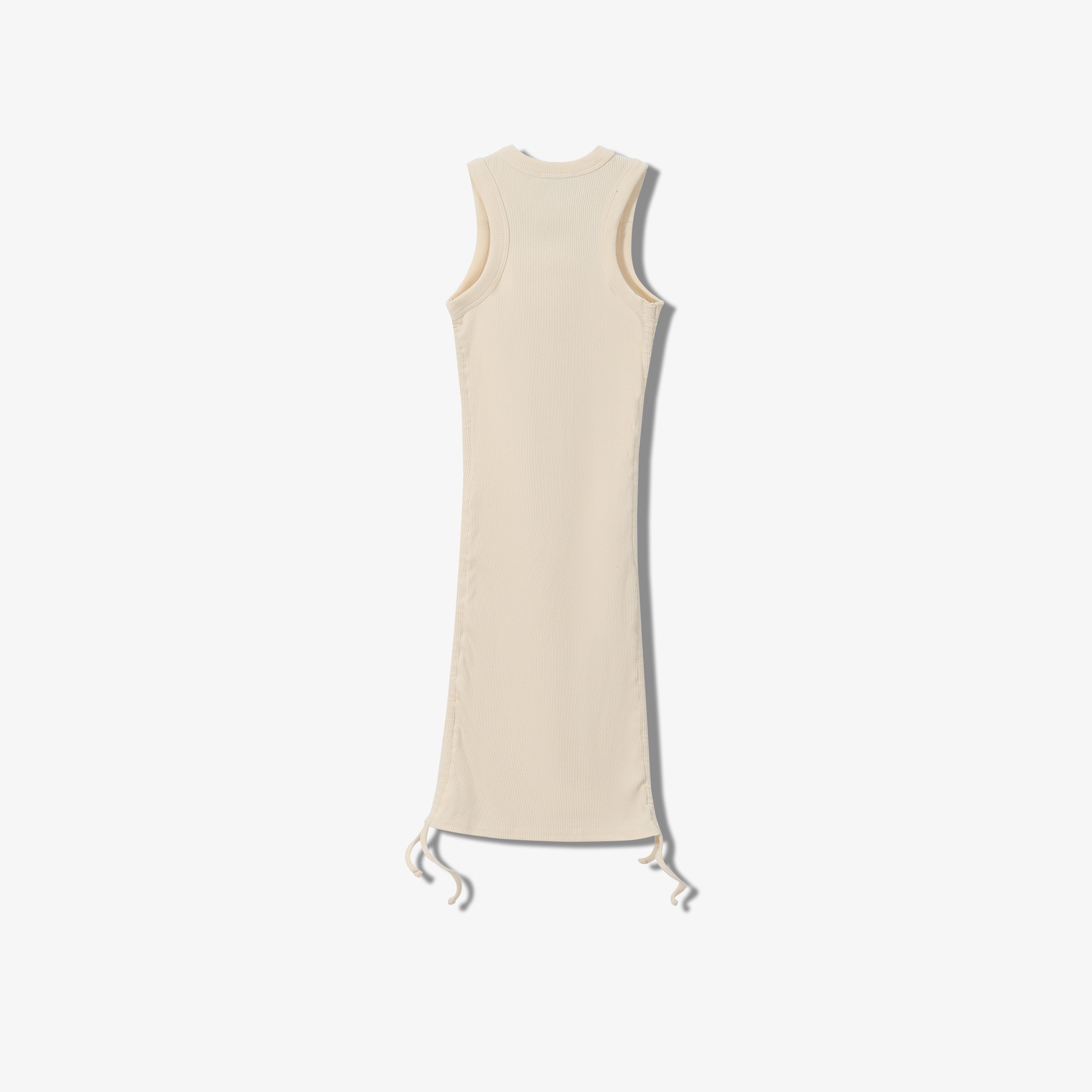 ESSENTIAL COTTON RIBBED RUCHED DRESS -  SLEEVELESS